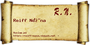 Reiff Nóna névjegykártya